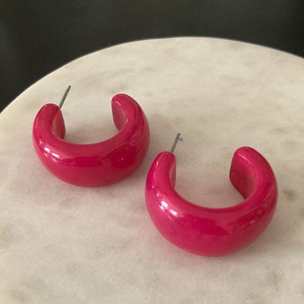 Hoop Earrings pink chunky